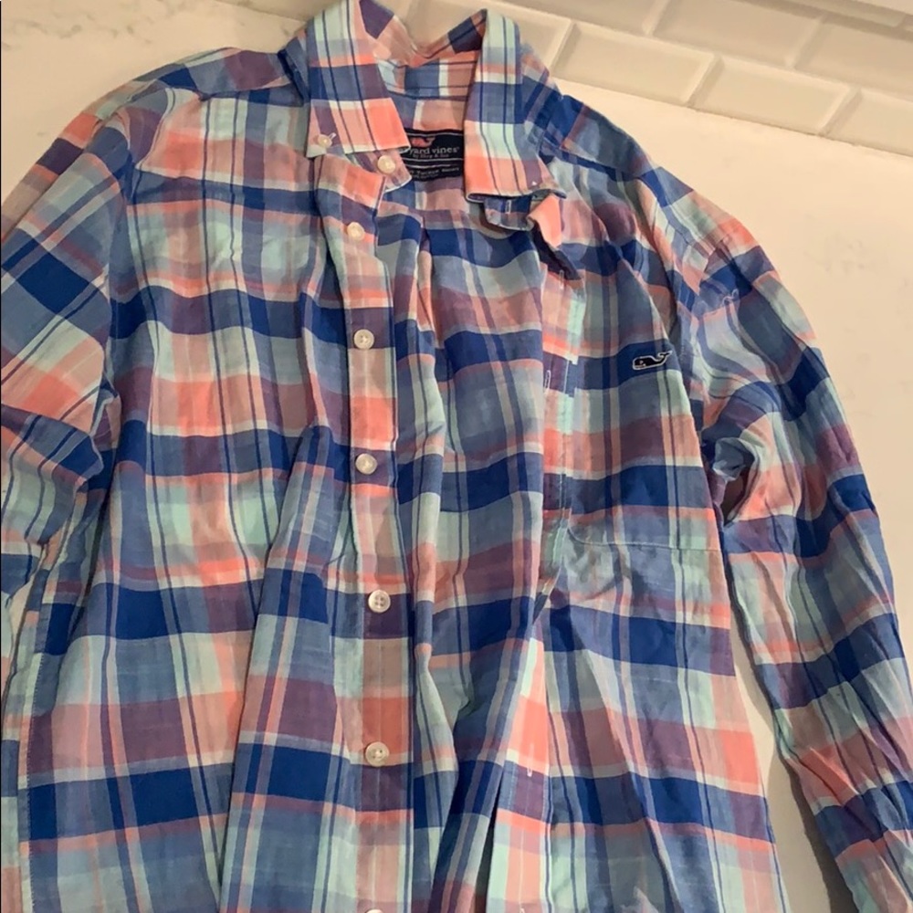 pink blue and light green flannel